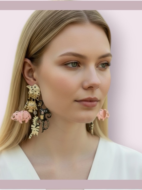 Lunch At The Ritz Jewelry - Vintage 1989 Lunch At The Ritz Carte Du Jour “Zoo” Clip On Earrings